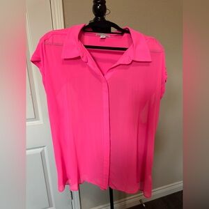 Forever 21 Bright Pink Sheer Blouse